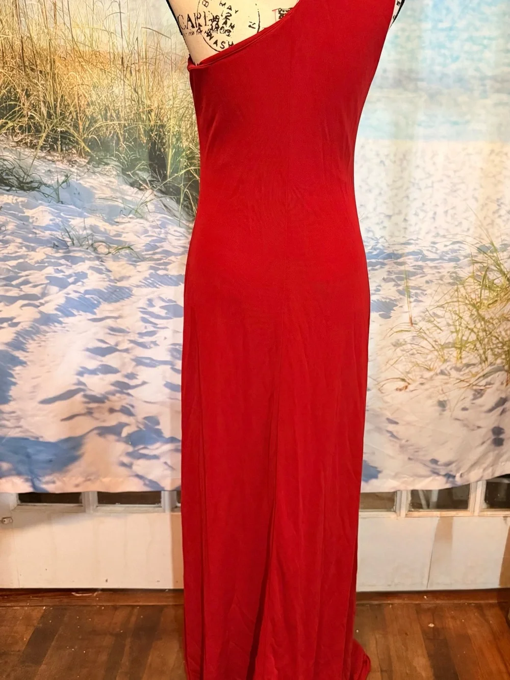 Lauren Ralph Lauren Scarlet One-Shoulder Maxi Dress